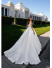 Square Neck Ivory Satin Lace Simple Wedding Dress